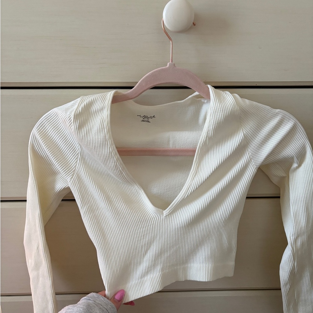 Urban Outfitters Cream Ribbed Top